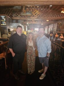 James VanOsdol (Car Con Carne) poses with guests KC Gulbro (FoxFire, Geneva) and author KL Doty (biographer for Great White frontman Jack Russell)