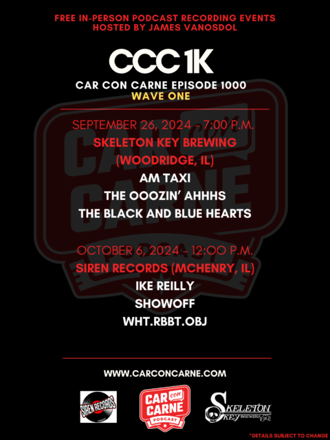 Car Con Carne podcast's live events for Episode 1000, at Skeleton Key Brewing in Woodridge, IL and Siren Records in McHenry, IL